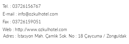 zkul Hotel telefon numaralar, faks, e-mail, posta adresi ve iletiim bilgileri